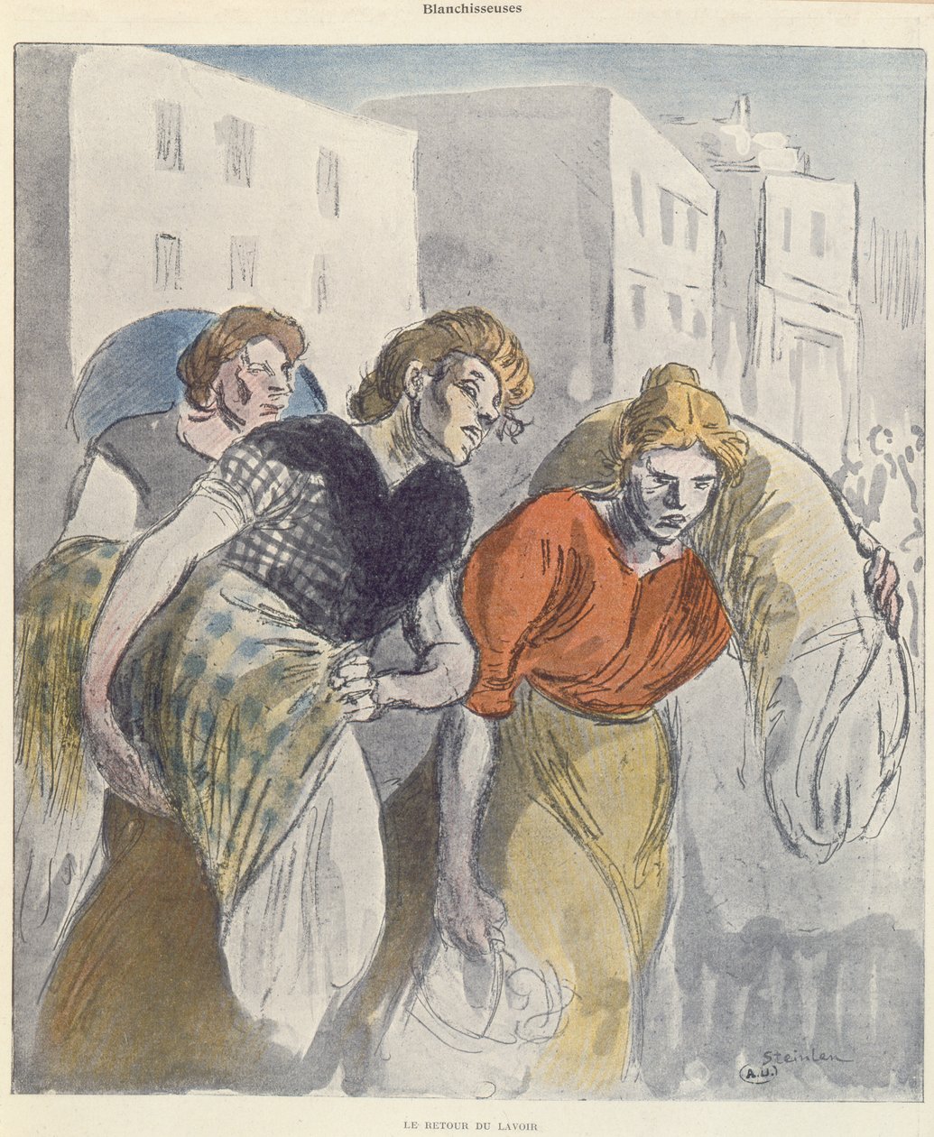 Le lavandaie che tornano dal lavatoio, fine XIX secolo da Théophile Alexandre Steinlen