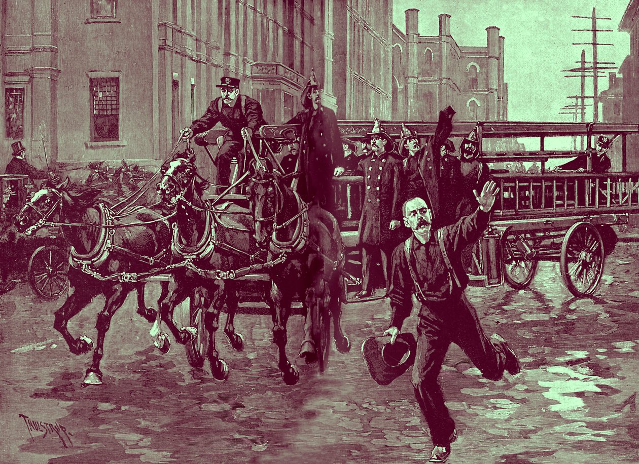 Una compagnia di ganci e scale negli anni 1890 da Thure de Thulstrup