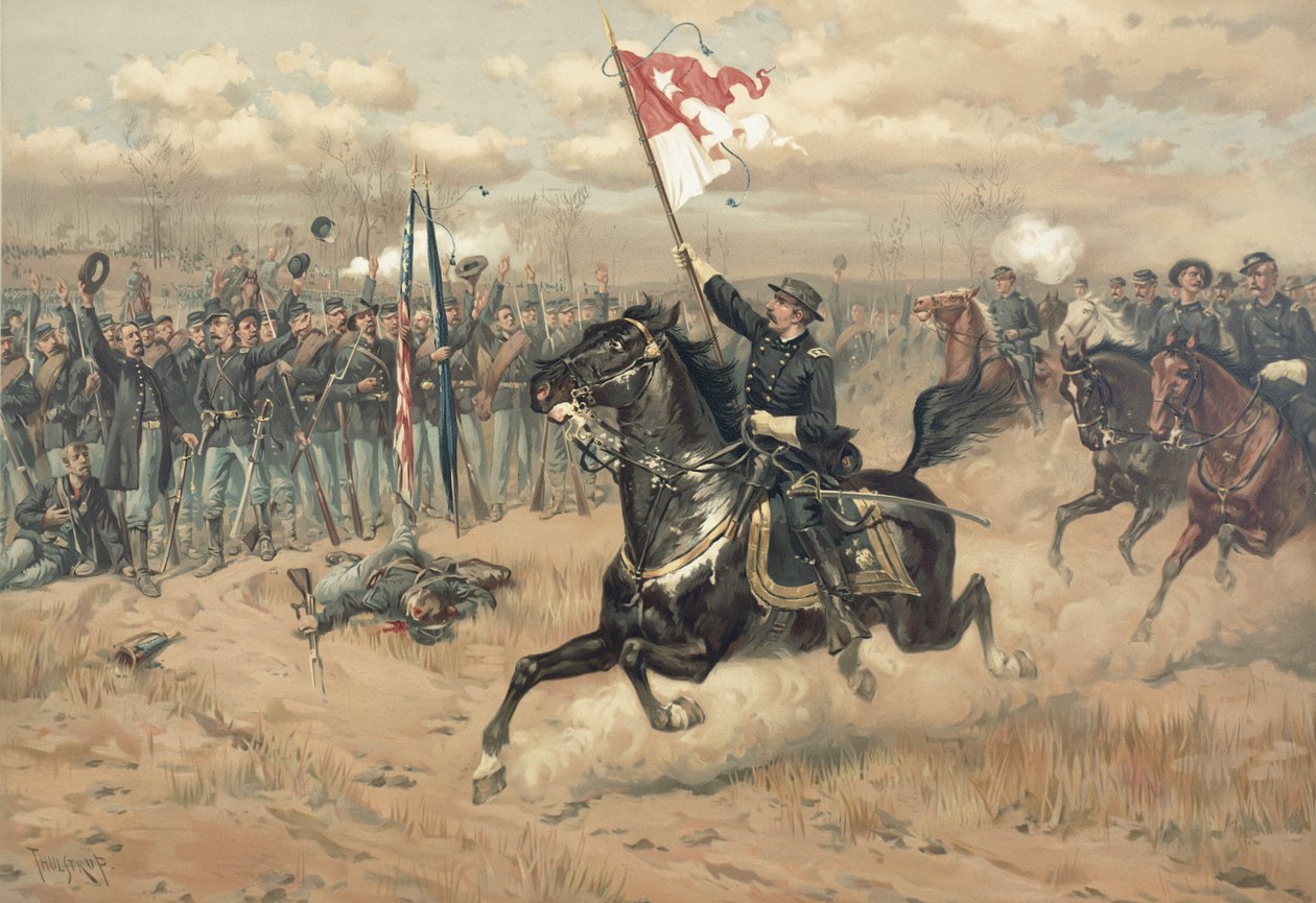 La famosa cavalcata di Sheridan nella battaglia di Cedar Creek in Virginia nel 1864 da Thure de Thulstrup