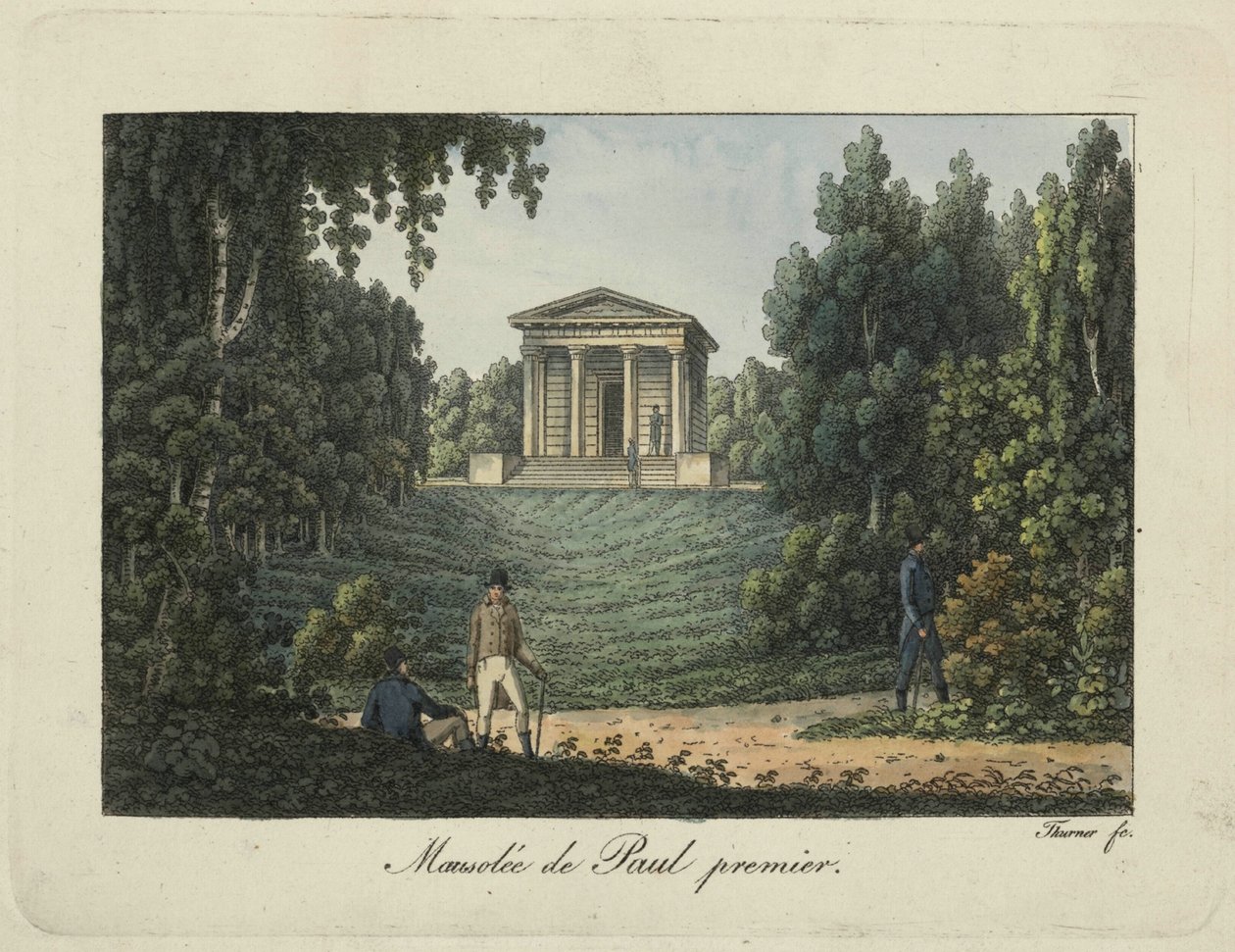 Il Tempio di Paolo I o il Mausoleo di Paolo I nel Parco di Pavlovsk, anni 1810 da Thurner