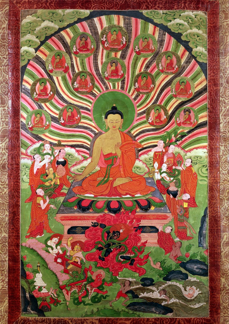 Scene della vita di Buddha da Tibetan School