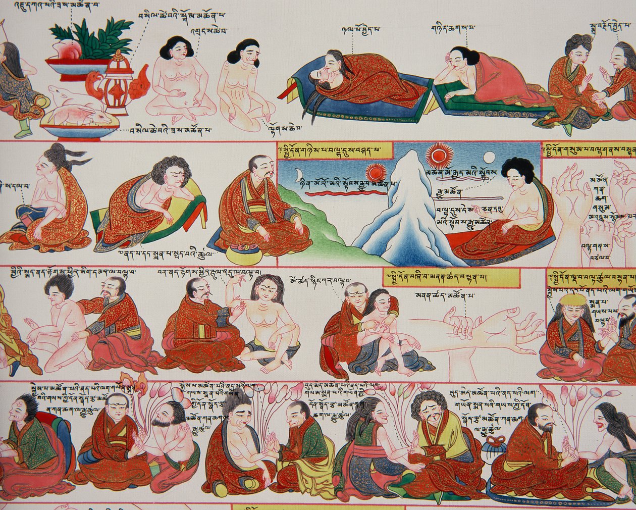 Manoscritto sulla medicina tibetana (dettaglio) da Tibetan School