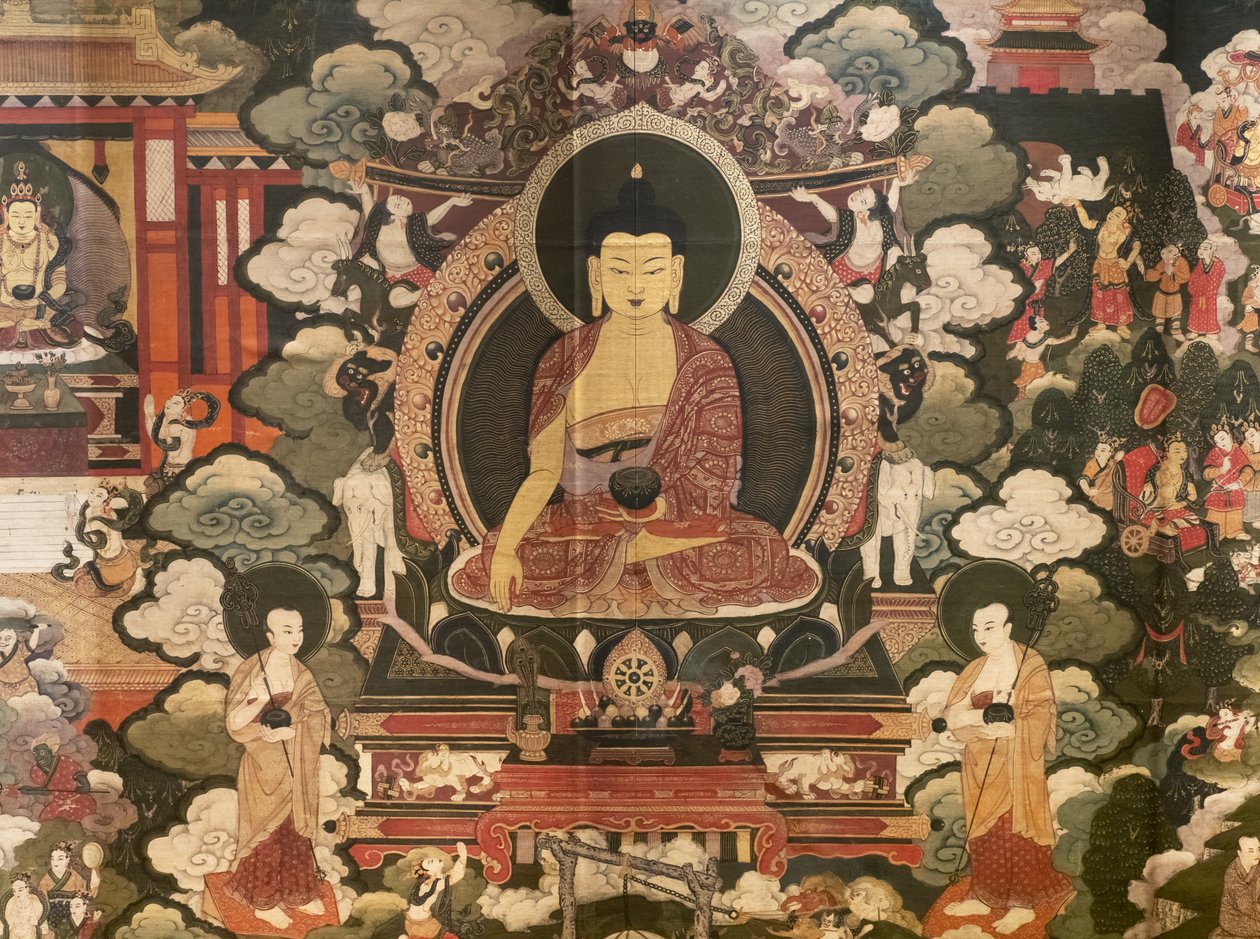 Scene della vita del Buddha Shakyamuni da Tibetan School