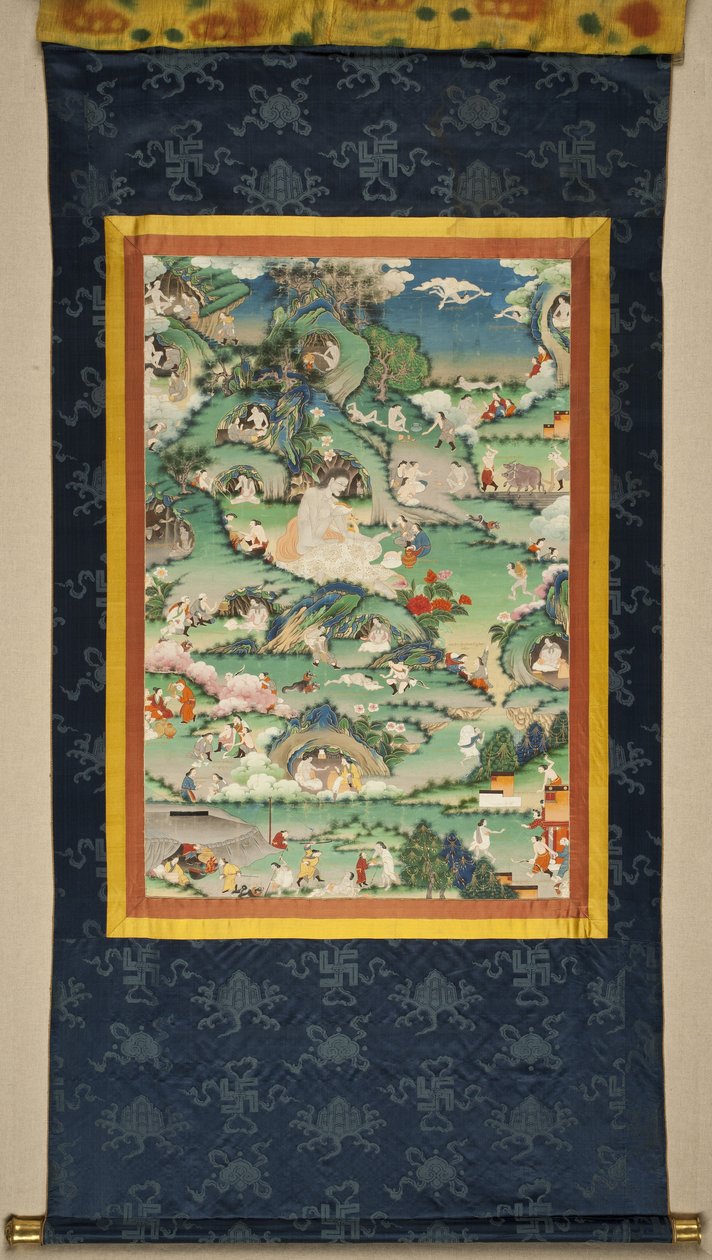 Una scena della vita di Milarepa Thangka da Tibetan culture