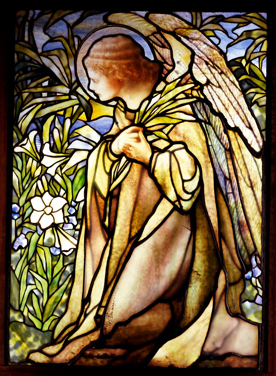 Finestra raffigurante un angelo inginocchiato da Tiffany and Company