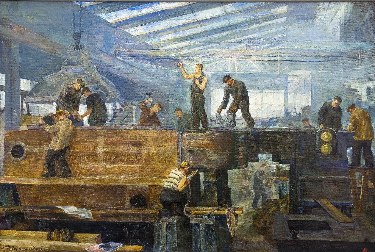 Il piano quinquennale - Installazione di una turbina da Tikhon Pavlovich Chernyshev