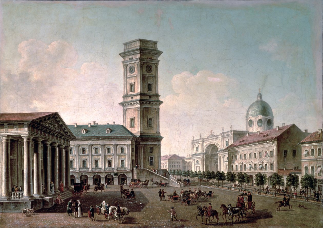 Veduta della Prospettiva Nevskij, San Pietroburgo, 1810-20 da Timofei Alexeyevich Vasiliev
