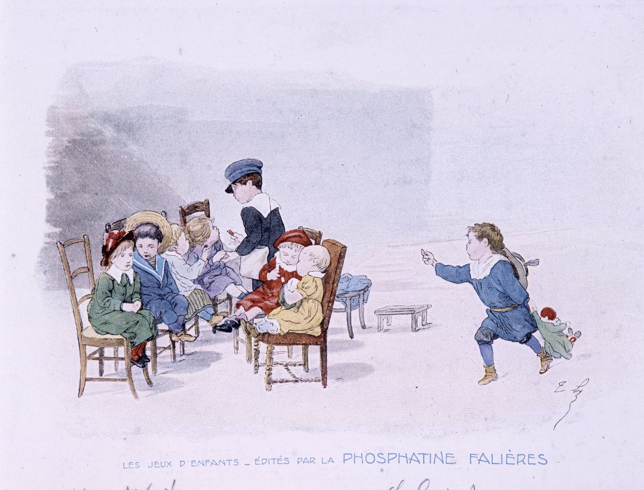 Giochi per bambini: La scuola - dis. di Lobrichon, ed. da Phosphatine Falières, circa 1920 da Timoleon Marie Lobrichon