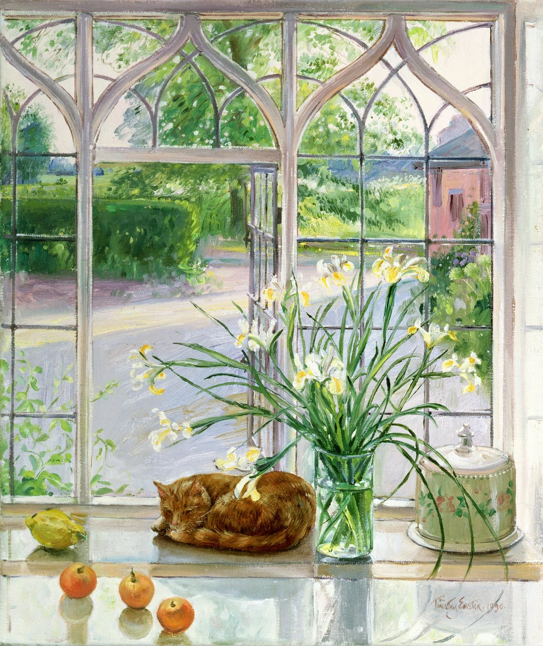 Iris e gatto che dorme, 1990 da Timothy Easton
