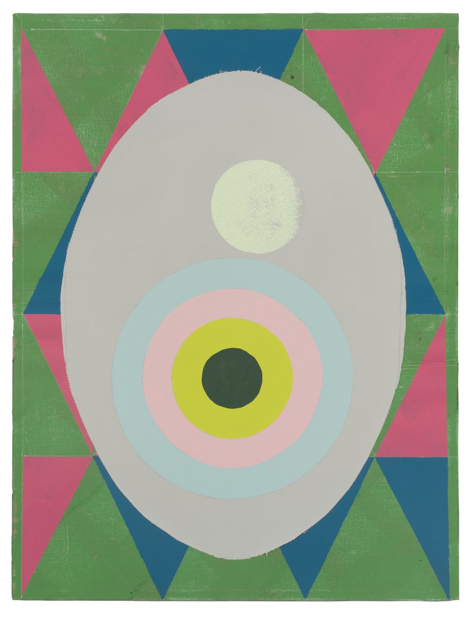 Egg is the Answer, 2023 (lattice, collage e smalto su tela) da Timothy Gierschick II