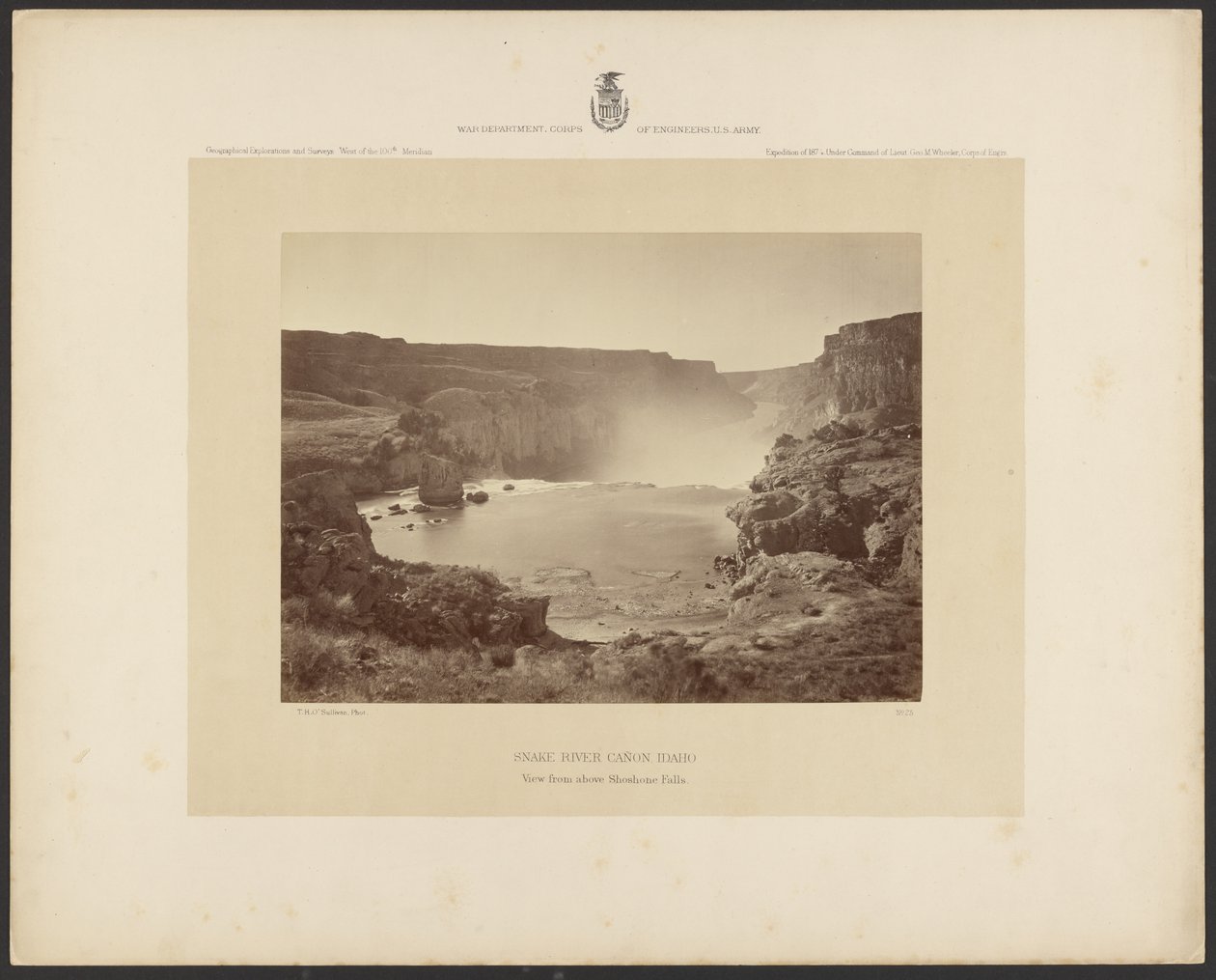 Snake River Cañon, Idaho, vista da sopra le cascate di Shoshone da Timothy H. OSullivan