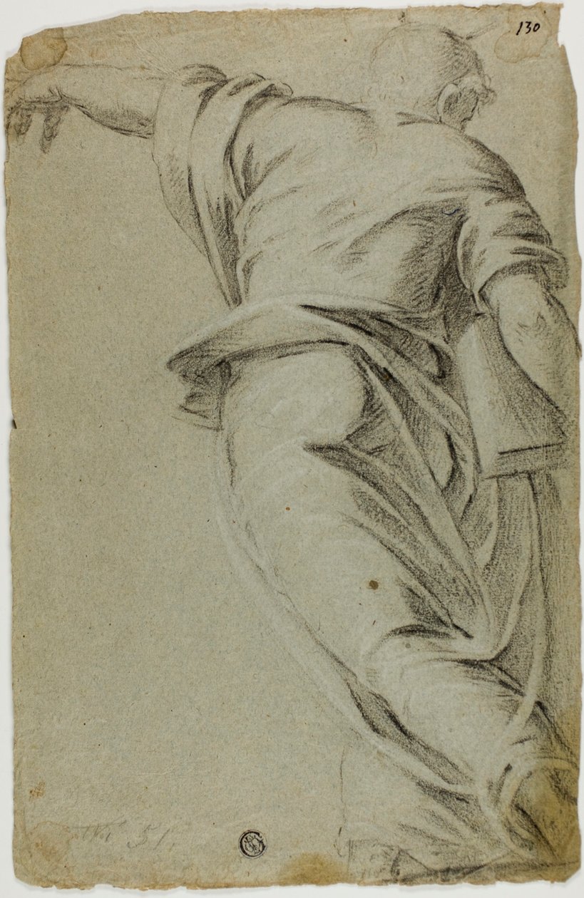 Mosè che cammina verso sinistra, indicando con la mano sinistra da Tintoretto