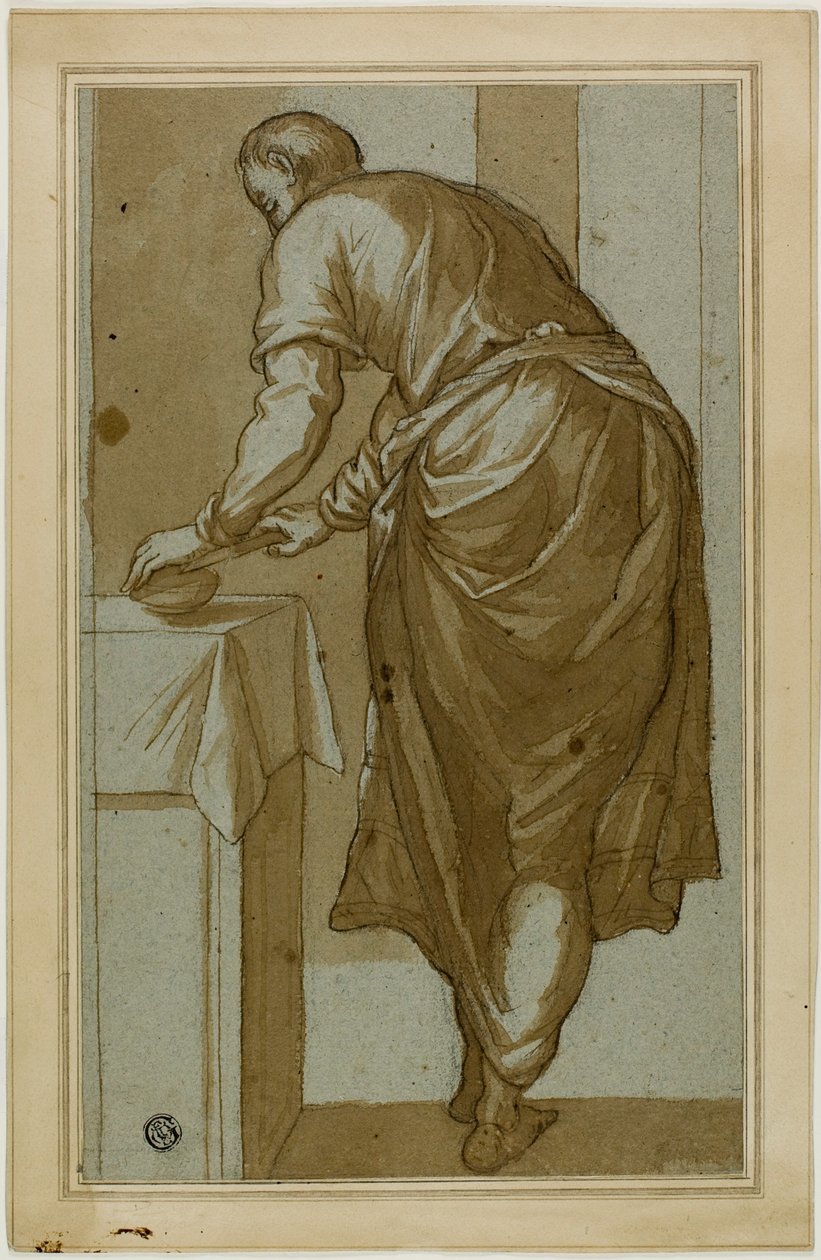 Uomo in Piedi Visto da Dietro che Taglia il Pane da Tintoretto