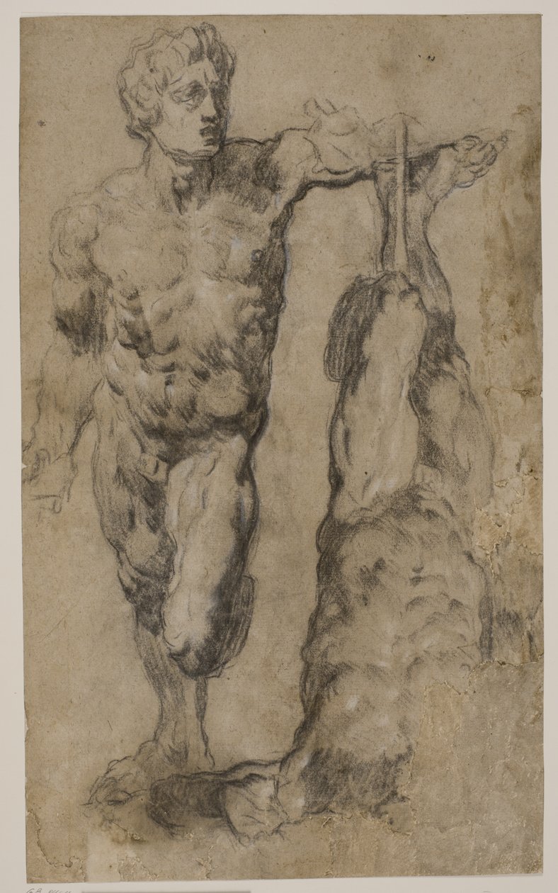 Due studi di una scultura di figura maschile da Tintoretto