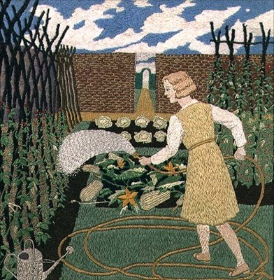 Una Donna che Annaffia il Giardino da Tirzah Ravilious