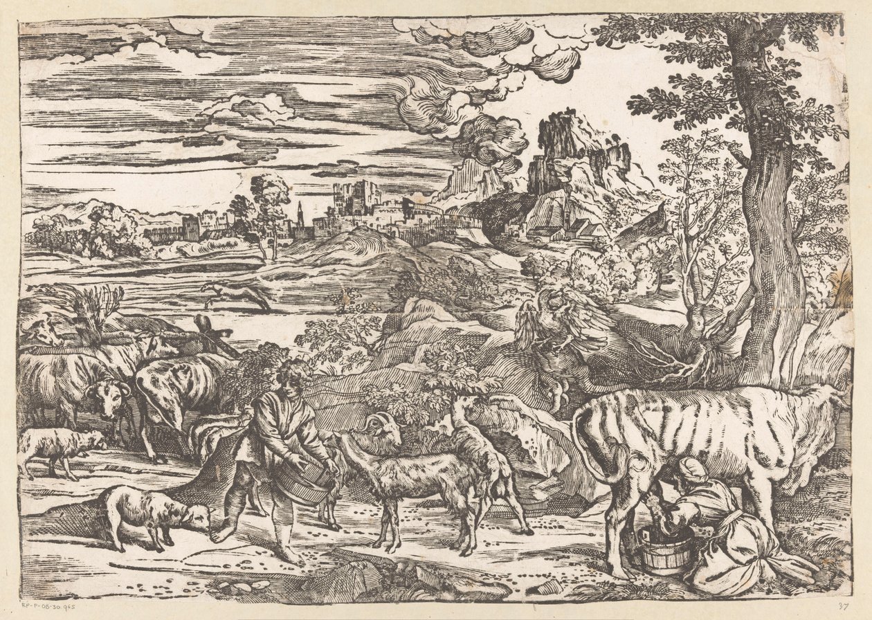 Paesaggio con lattaia da Titiaan