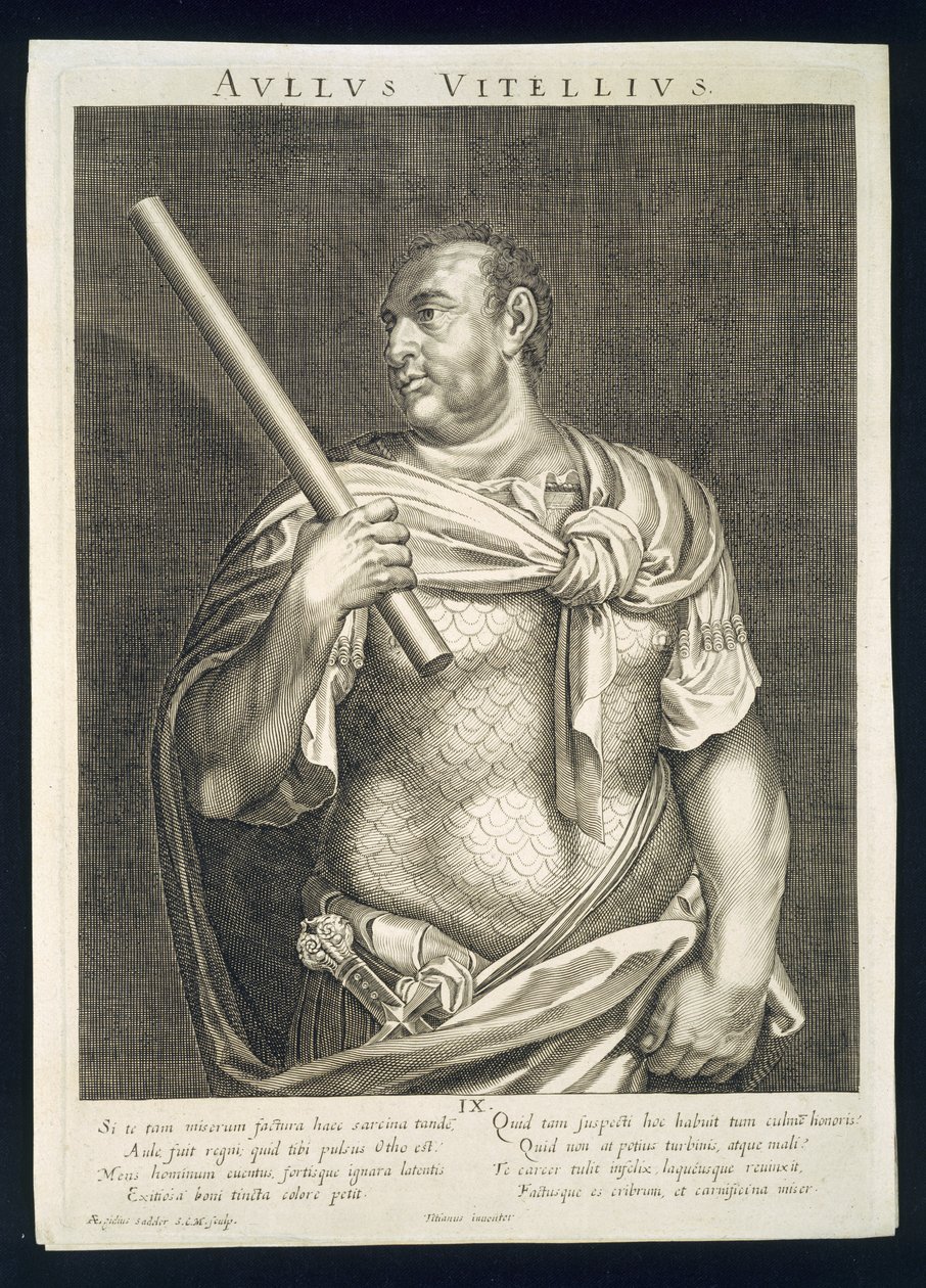 Aullus Vitellius Imperatore di Roma 68 d.C. inciso da Aegidius Sadeler (1570-1629) da Tiziano Vecelli