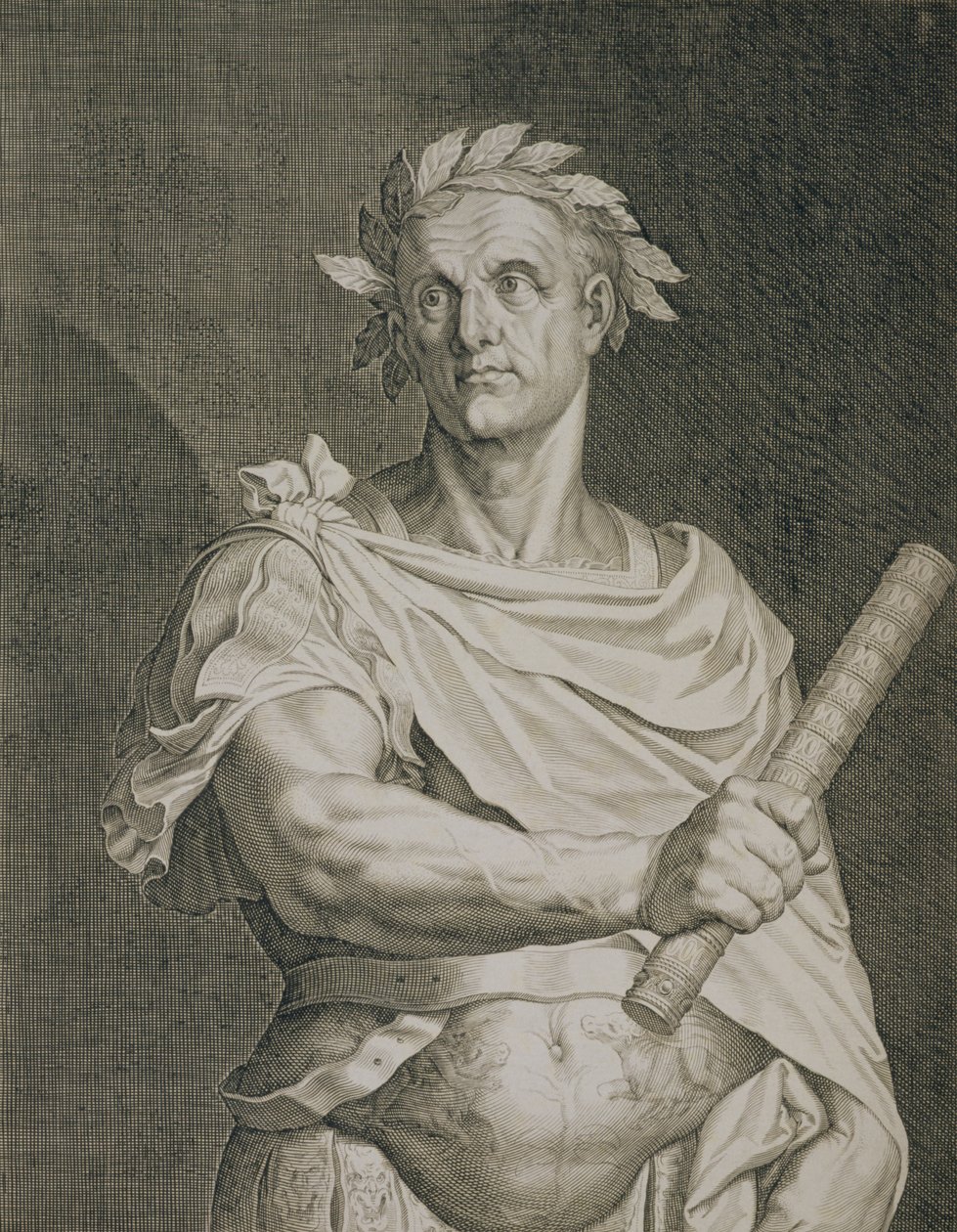 C. Giulio Cesare (100-44 a.C.) Imperatore di Roma inciso da Aegidius Sadeler (1570-1629) da Tiziano Vecelli