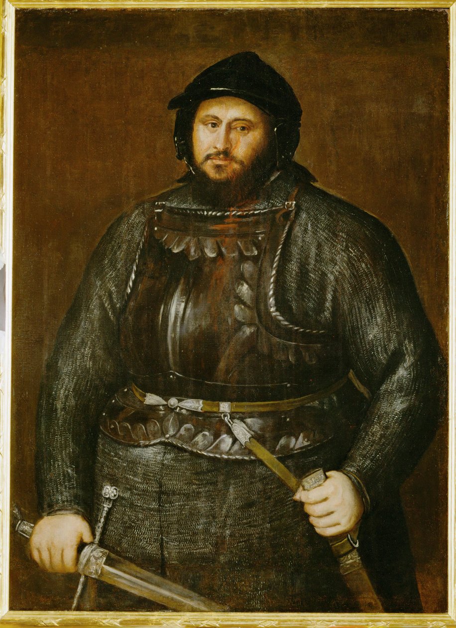 Johann Friedrich, principe elettore di Sassonia in armatura ... (dipinto su tela) da Titian (c.1488 1576)