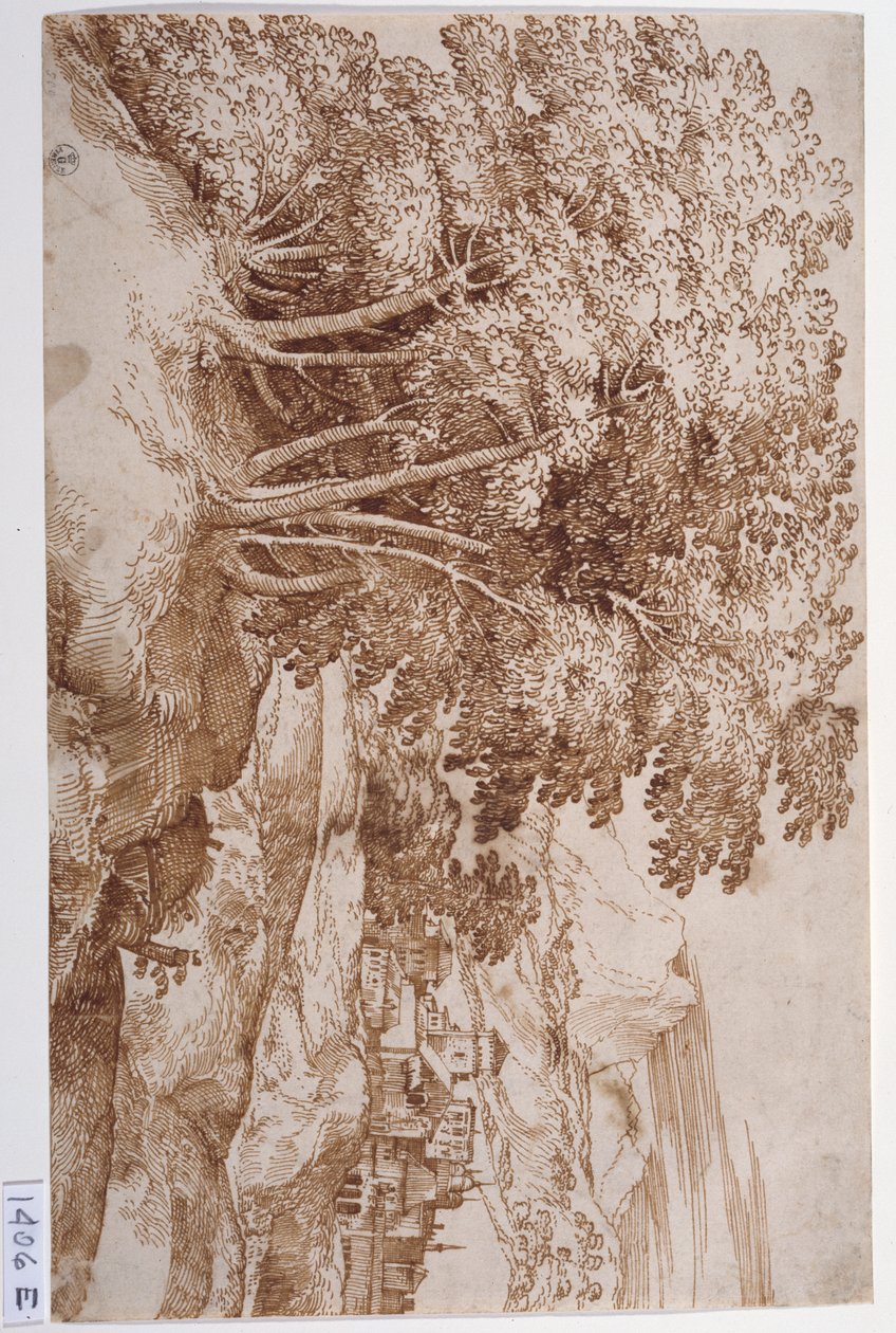 Paesaggio con alberi a sinistra e una città sullo sfondo da Titian (c.1488 1576)