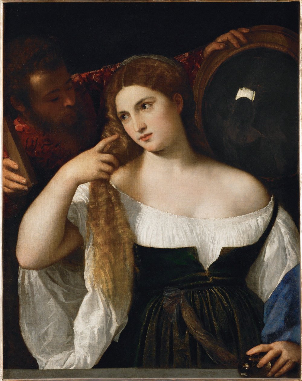 Donna con specchio da Titian (c.1488 1576)