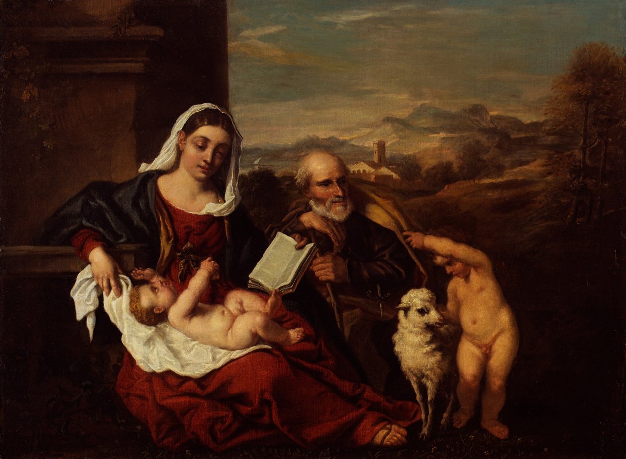 La Sacra Famiglia con il Bambino San Giovanni Battista da Titian (c.1488 1576) (after)