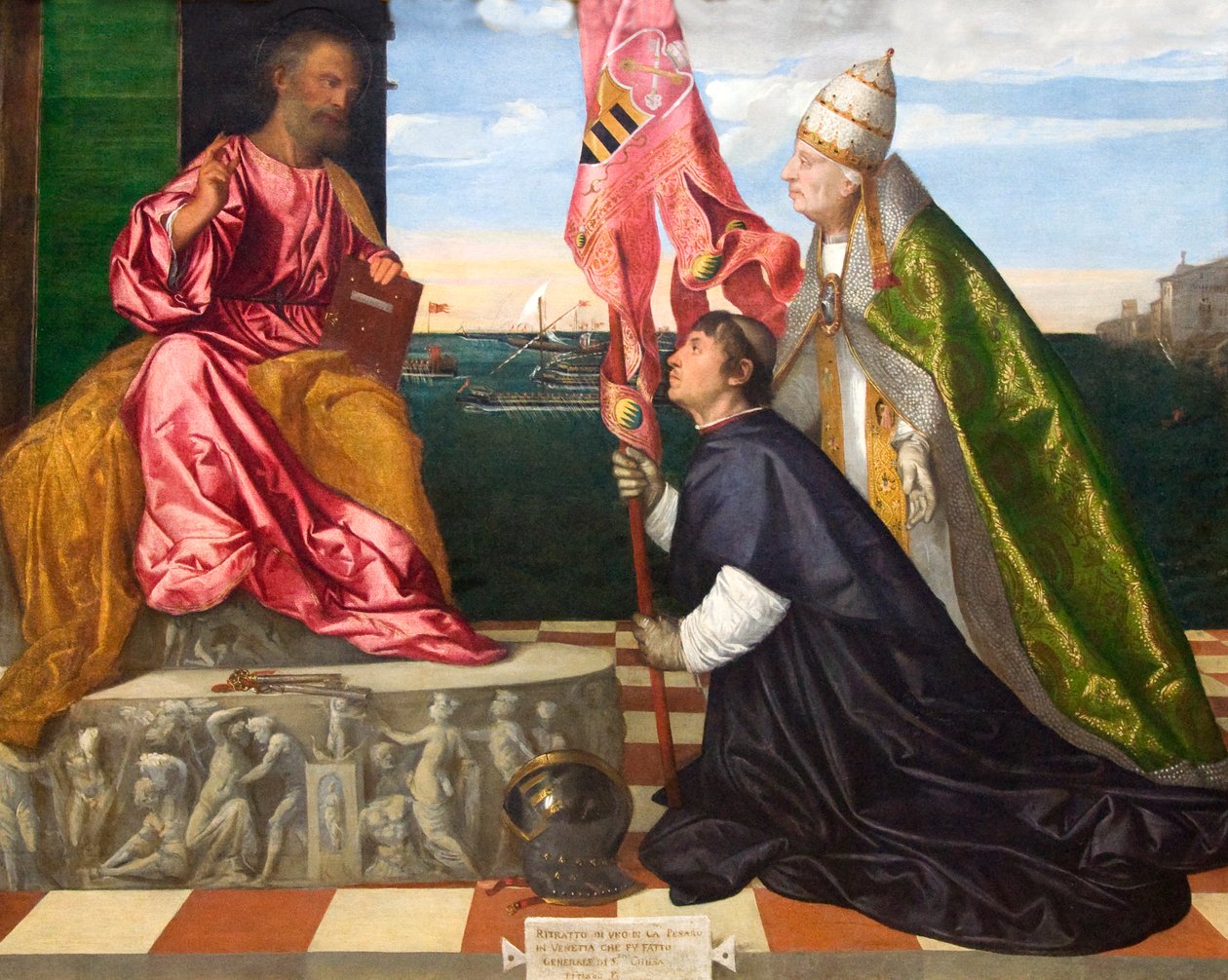 Olandese: Jacopo Pesaro, vescovo di Paphos, presentato da Papa Alessandro VI Borgia a San Pietro Jacopo Pesaro, vescovo di Paphos, presentato da Papa Alessandro VI a San Pietro da Titian