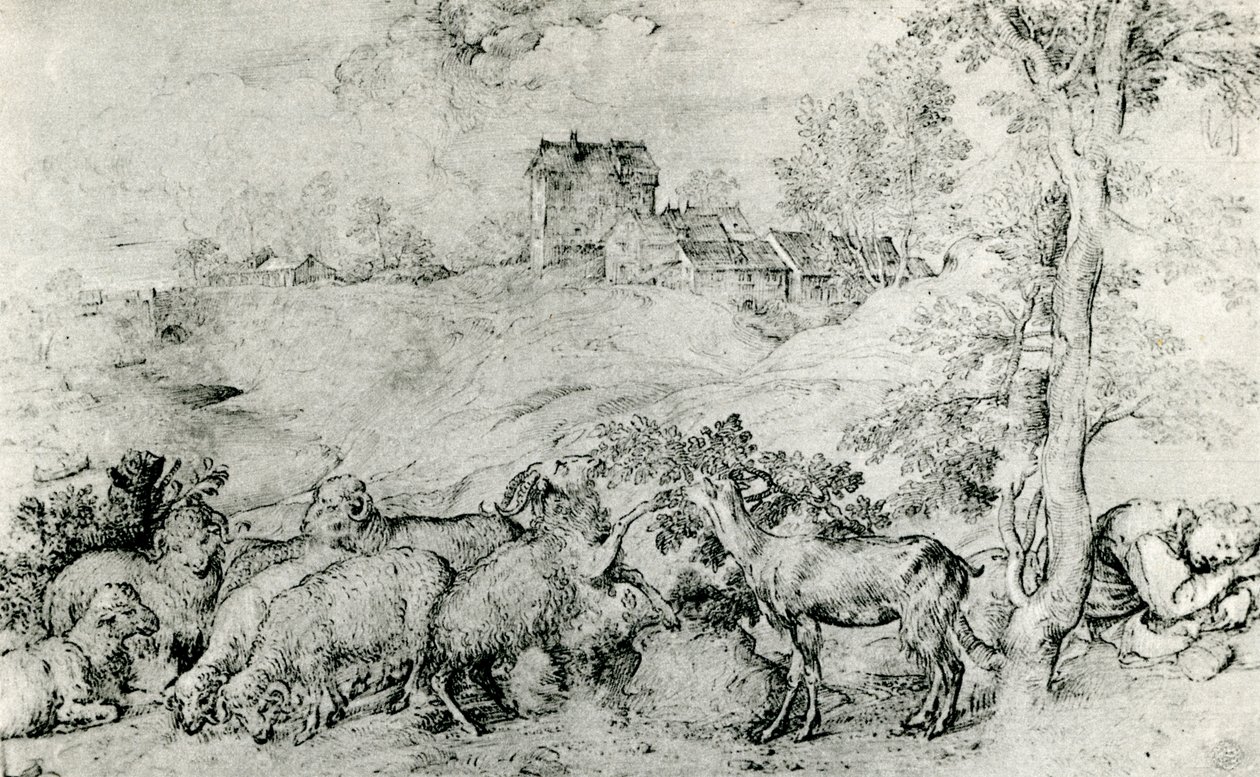 Paesaggio con gregge di pecore da Tiziano Vecelli
