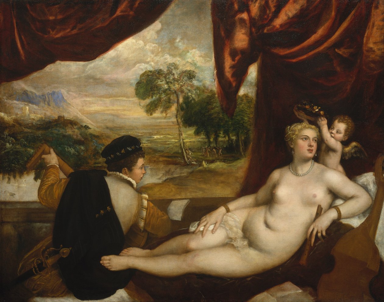 Venere e il suonatore di liuto, ca. 1565-70 da Tiziano Vecelli