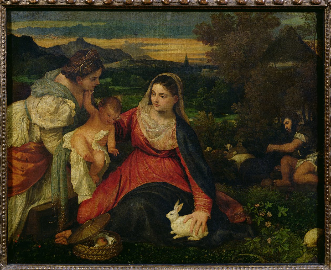 Madonna col Bambino e Santa Caterina (La Vergine del Coniglio) c.1530 da Tiziano Vecelli