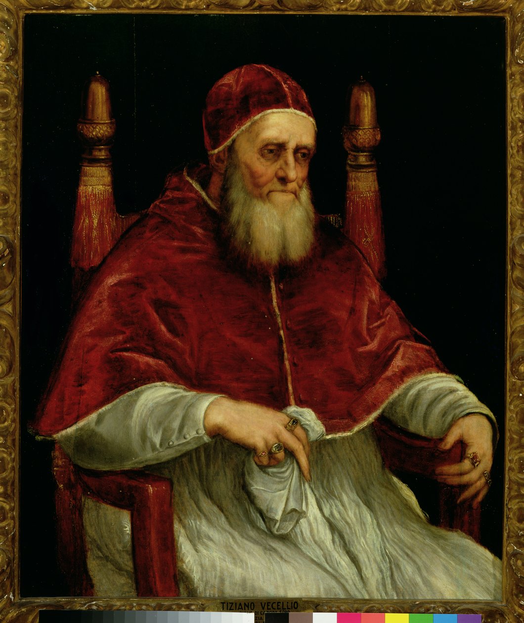 Papa Giulio II (1443-1513) dopo un dipinto di Raffaello, c.1545-46 da Tiziano Vecelli