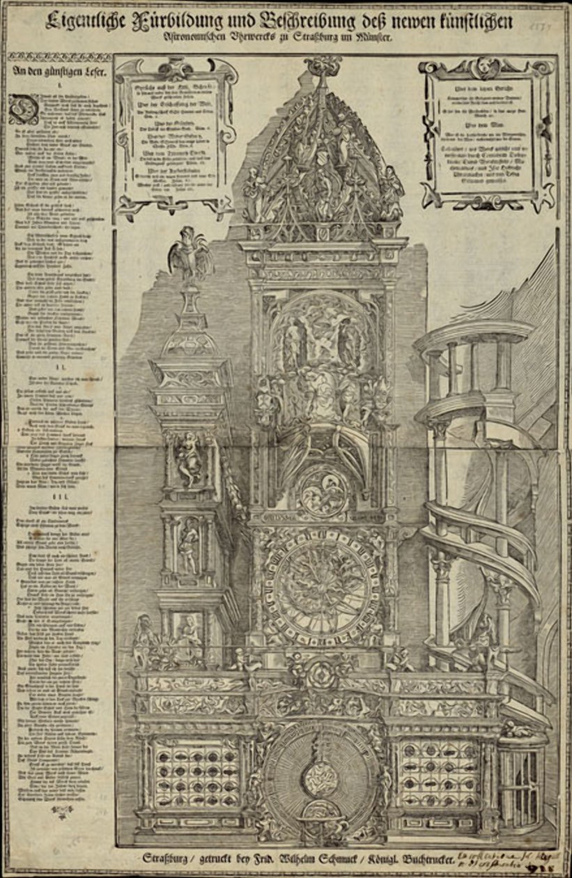 Formazione reale e descrizione del nuovo orologio astronomico artificiale a Strasburgo da Tobias Stimmer
