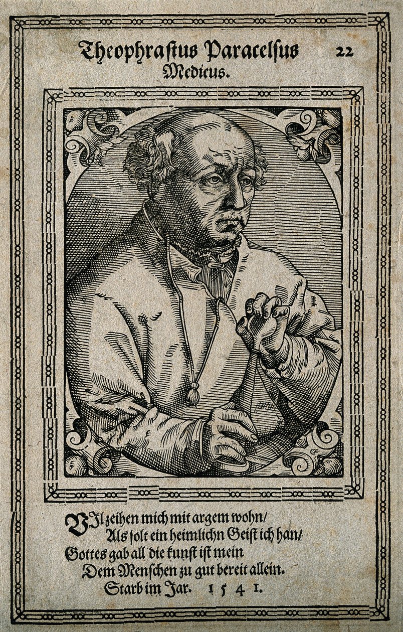 Philippus Theophrastus Aureolus Bombastus von Hohenheim Paracelsus, 1587 da Tobias Stimmer