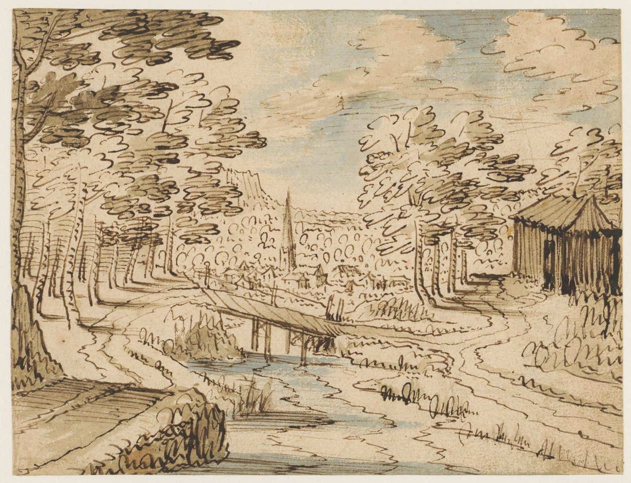Paesaggio con ponte da Tobias Verhaecht (circle of)