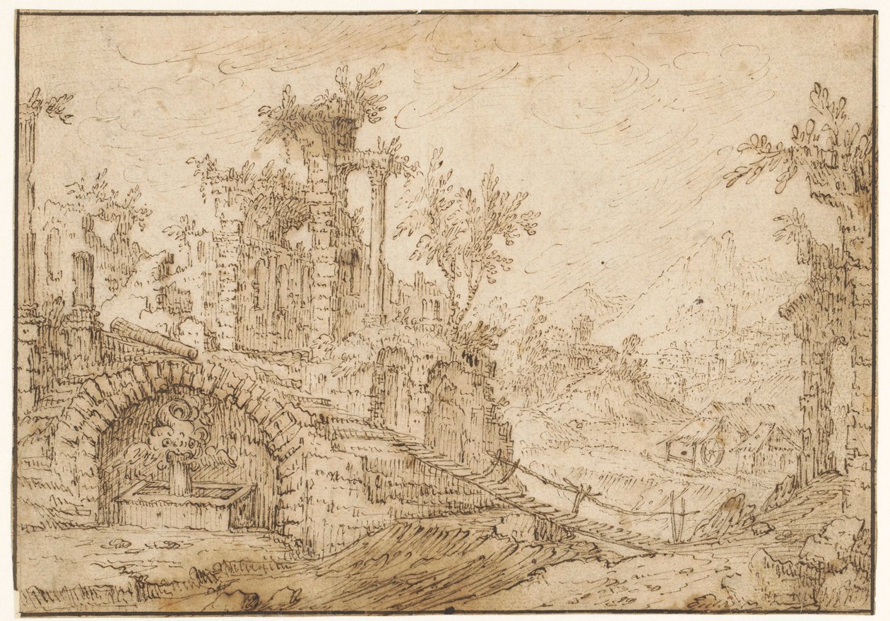 Paesaggio con rovine antiche da Tobias Verhaecht