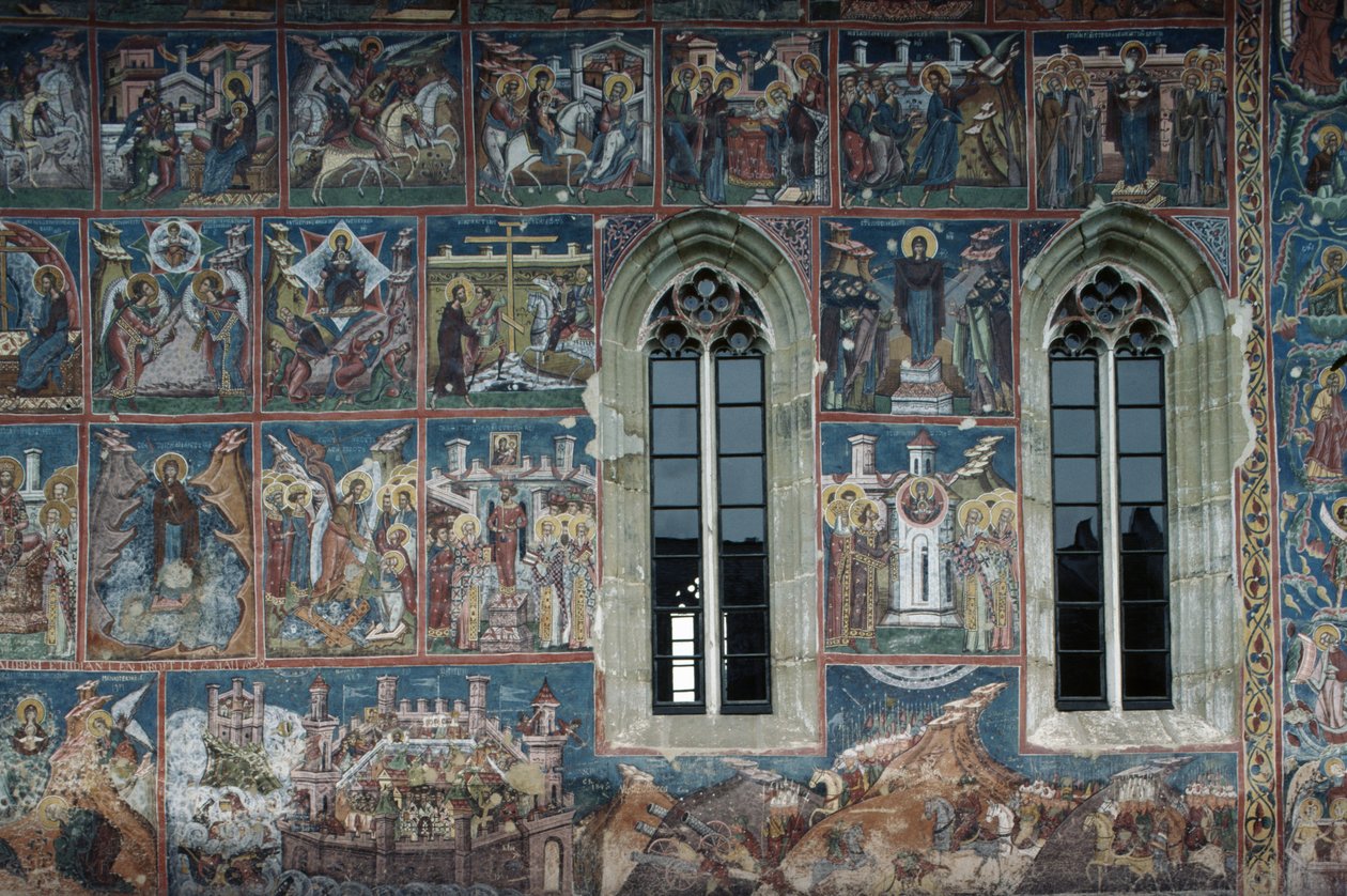 Figure di Santi, affresco sulle pareti esterne del monastero di Moldovita da Toma de la Suceava