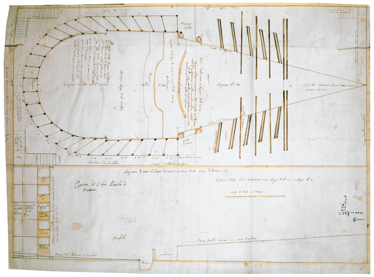 Piantina del Teatro Santi Giovanni e Paolo a Venezia, progettato da Carlo Fontana, 1654 da Tomaso Bezzi