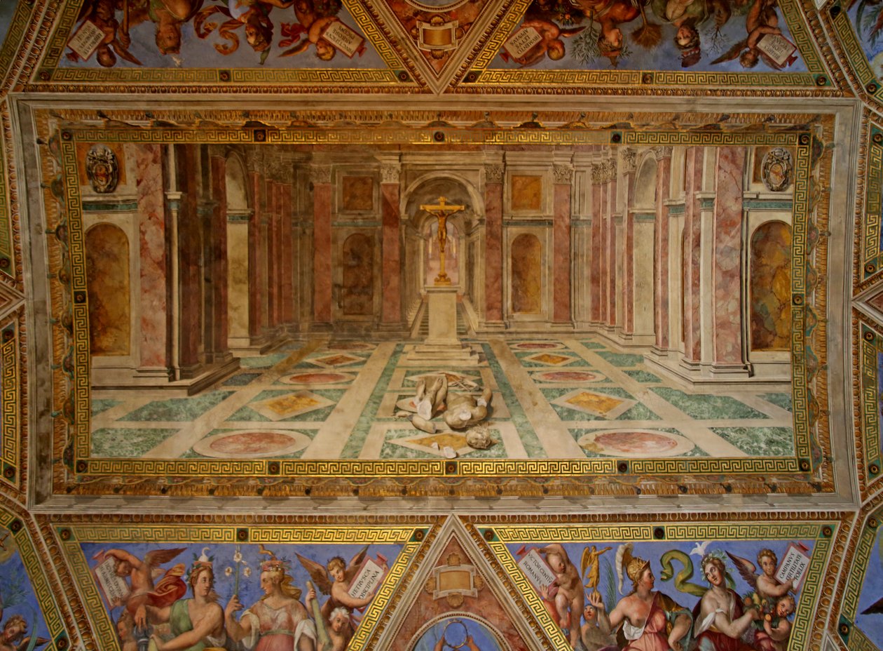 Il soffitto della Sala di Costantino: la caduta degli idoli e il trionfo del Cristianesimo, 1582 da Tommaso Laureti