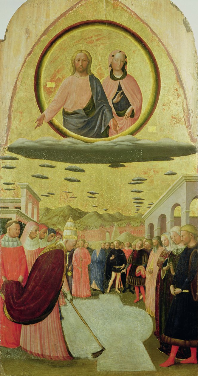 Papa Liberio (r.352-66) fonda la Basilica di Santa Maria della Neve da Tommaso Masolino da Panicale
