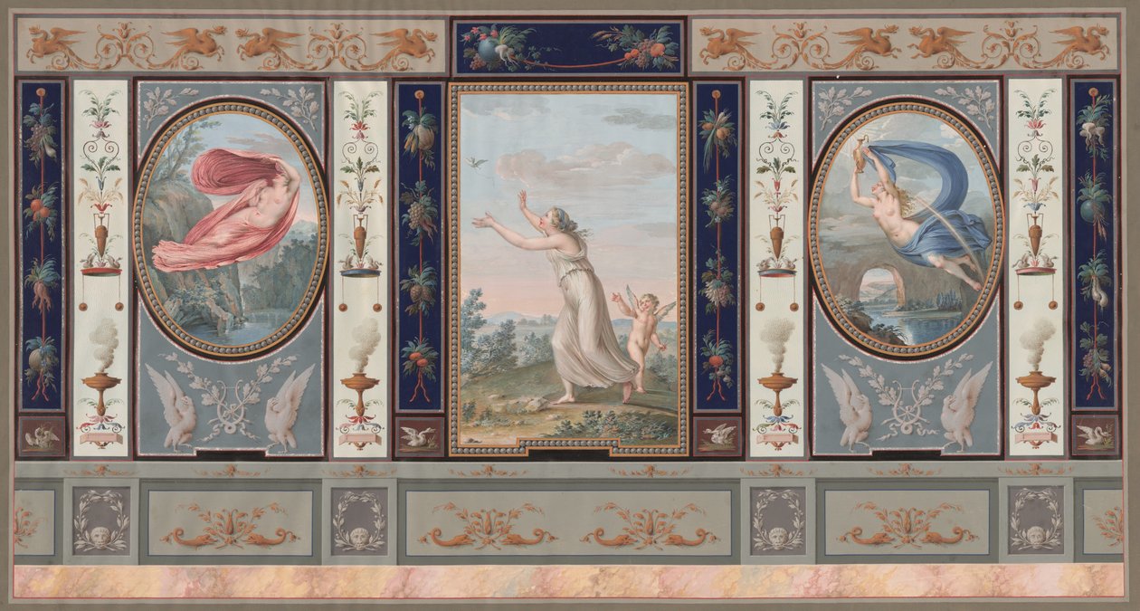 Decorazione murale elaborata con Endimione ed Ebe da Tommaso Bigatti