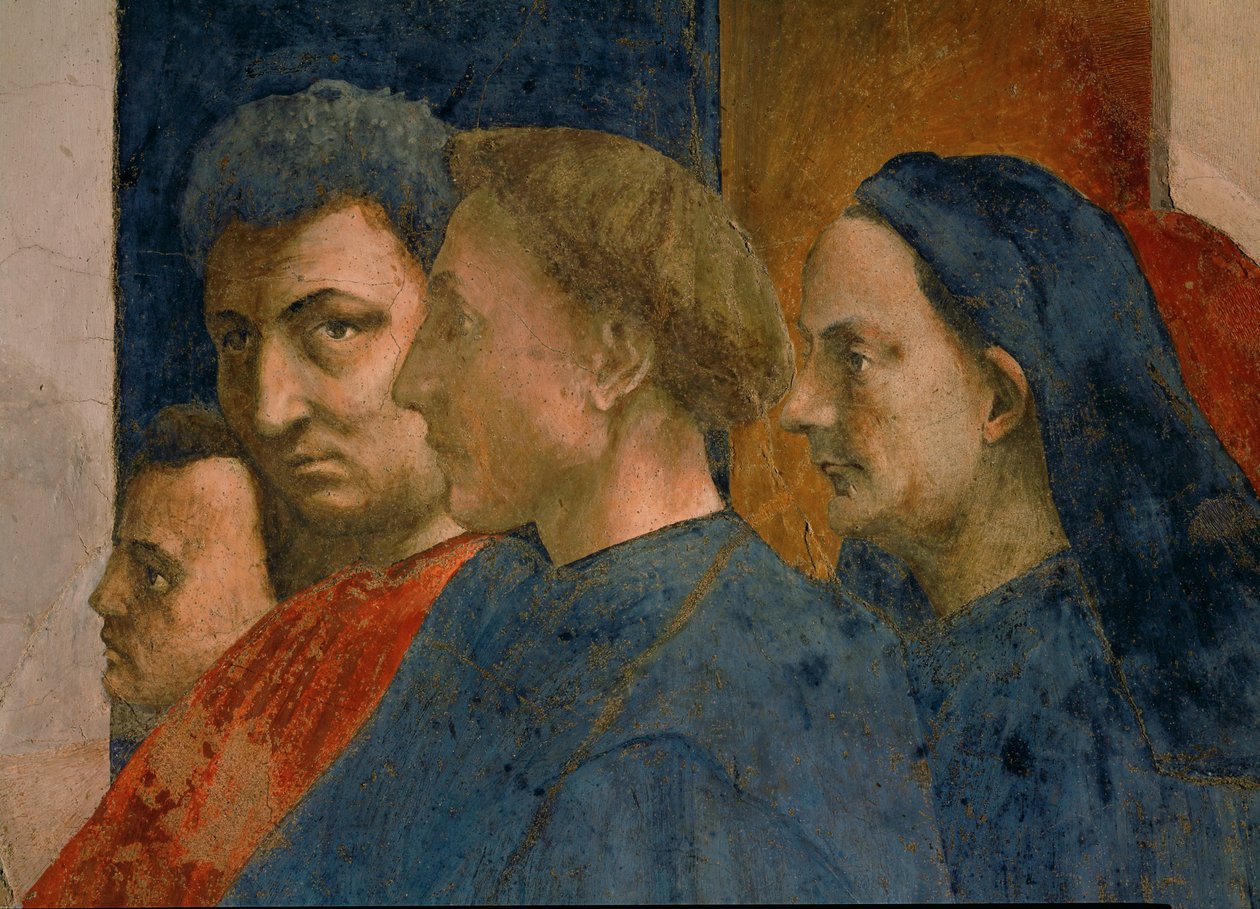 Gli spettatori della miracolosa resurrezione del figlio del prefetto Teophil sono ... (affresco) da Tommaso Masaccio
