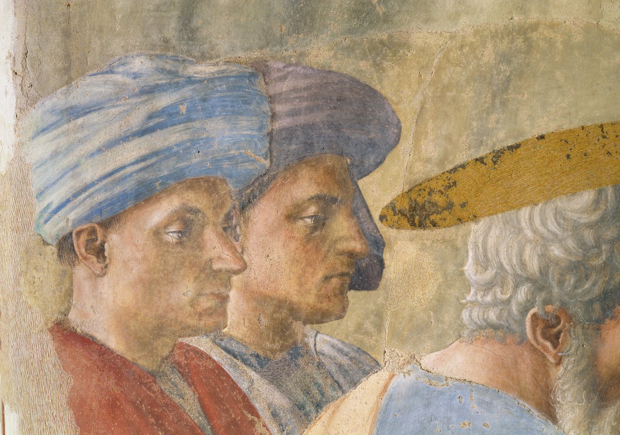 San Pietro battezza i neofiti (dettaglio di due osservatori con turbante) da Tommaso Masaccio