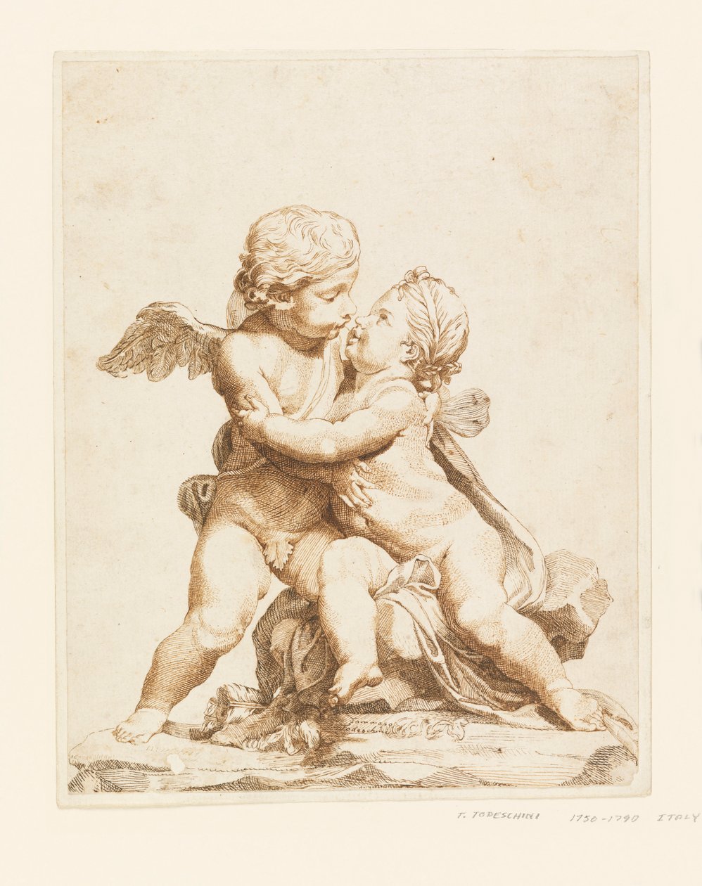 Disegno, Due amorini che si baciano, 1750-90 da Tommaso Todeschini