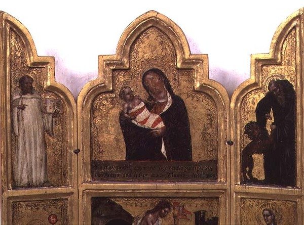 Madonna col Bambino con San Benedetto e San Girolamo, metà superiore del trittico da Tommaso da Modena Barisino or Rabisino