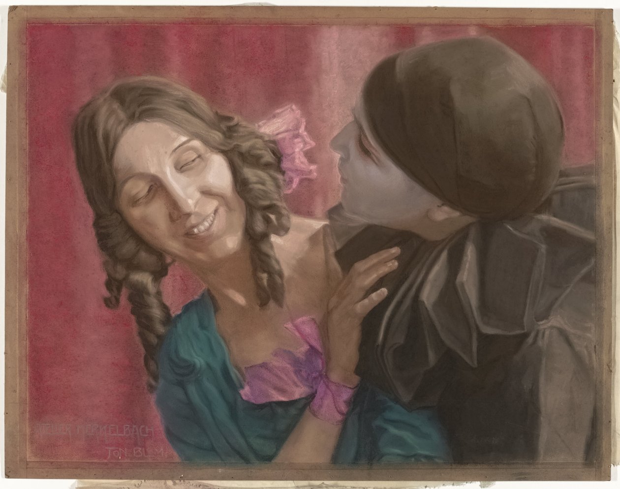 Ballerine Lili Green (sinistra) e Margaret Walker (destra, come pierrot) in una coreografia su musica di La Valse di Chopin da Ton Blom