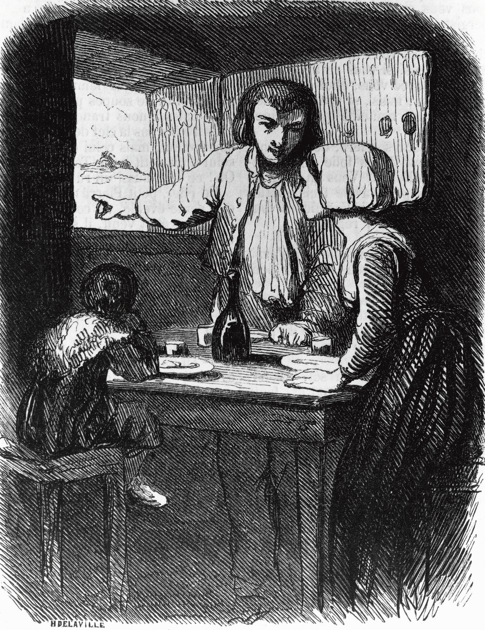 Illustrazione per La palude del diavolo, romanzo di George Sand, incisione di Henri Delaville dopo disegno di Tony Johannot da Tony Johannot