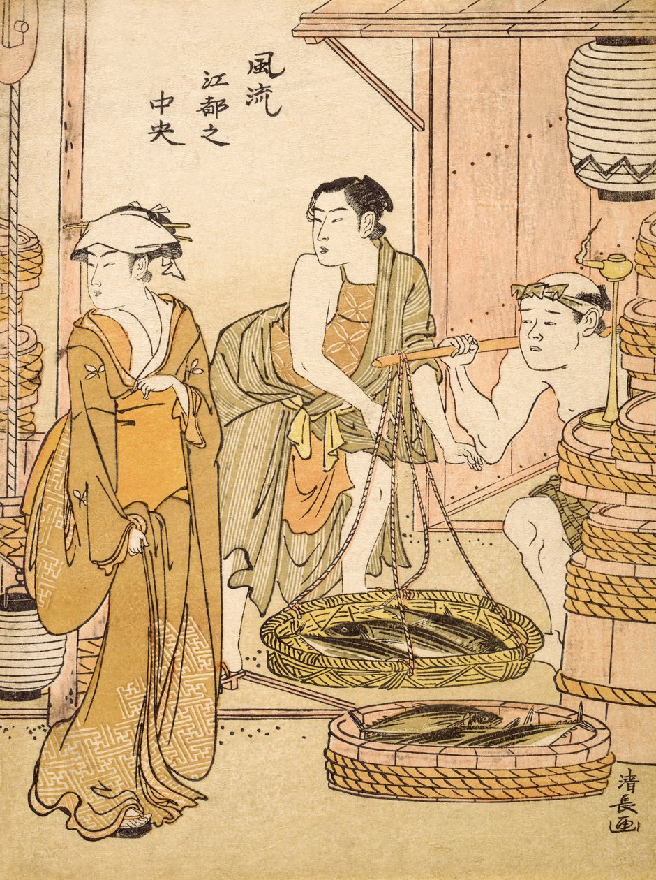 Pescivendolo, pub. c.1780 da Torii Kiyonaga