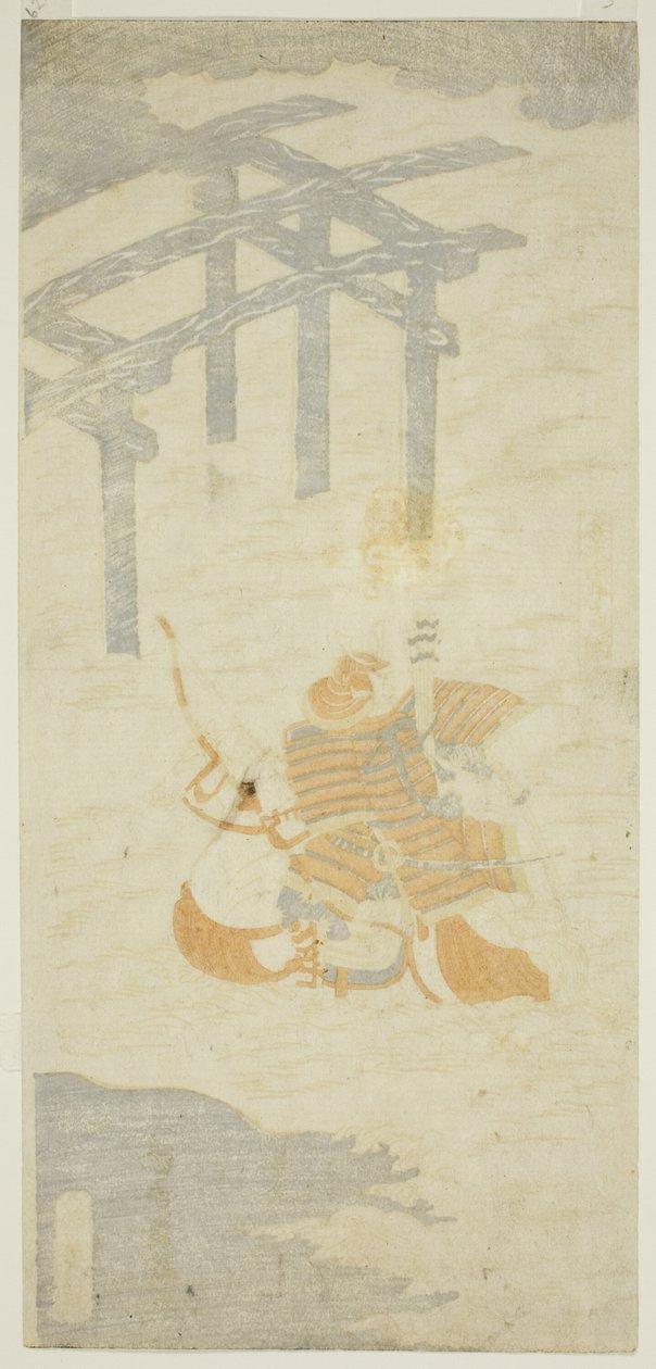 Il guerriero Sasaki Shiro Takatsuna che attraversa il fiume Uji a cavallo da Torii Kiyomitsu I
