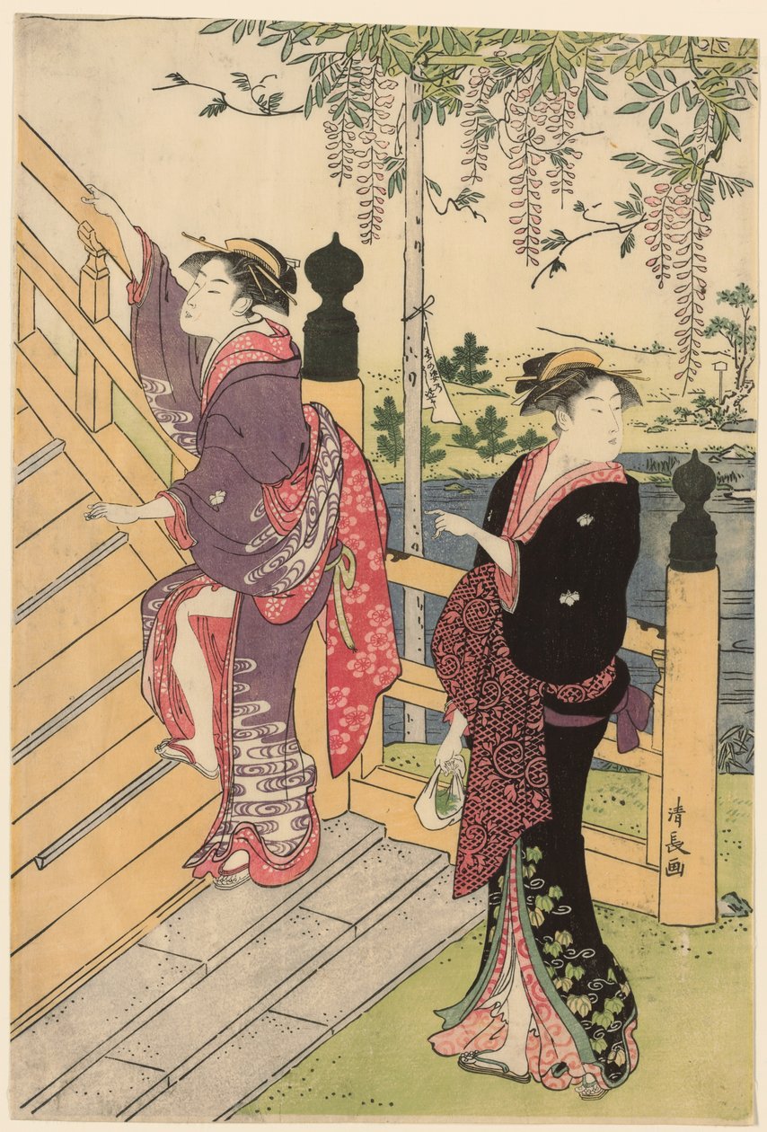 Ammirando il glicine al Santuario di Kameido da Torii Kiyonaga
