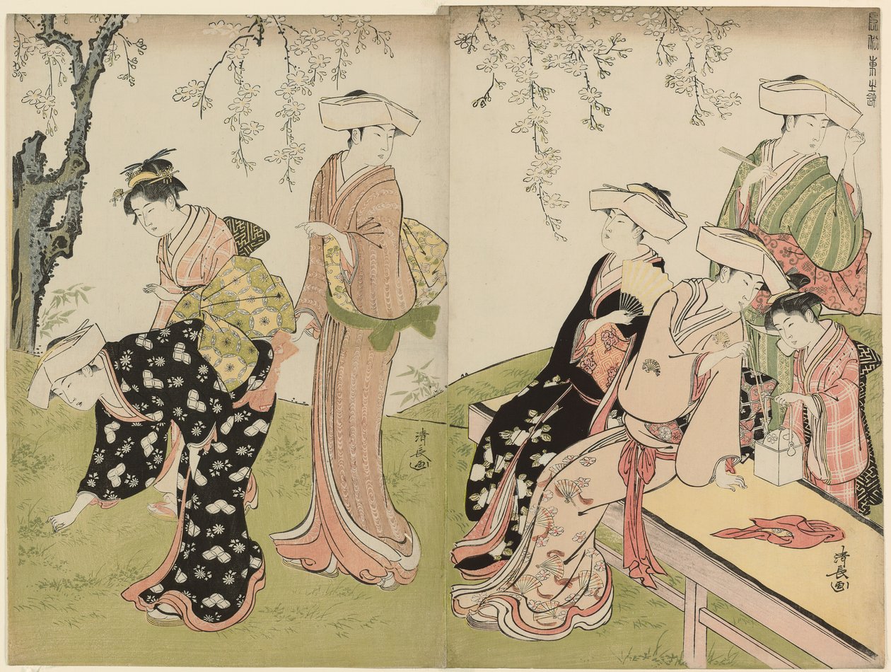 Una gita in primavera, dalla serie Un broccato di maniere orientali (Fuzoku azuma no nishiki) da Torii Kiyonaga
